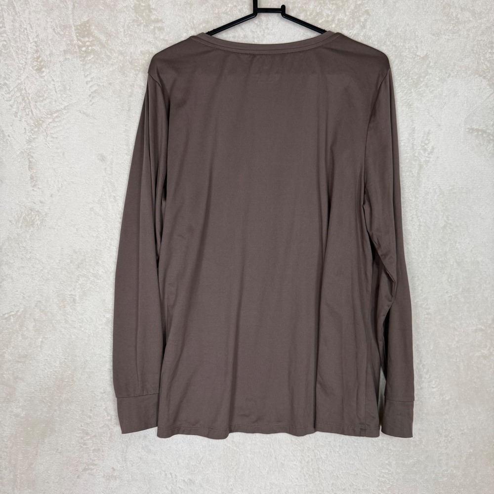 AnyBody Womens Brown Long Sleeve Scoop Neck Top Size L Stretch Basic Layering - Picture 2 of 7